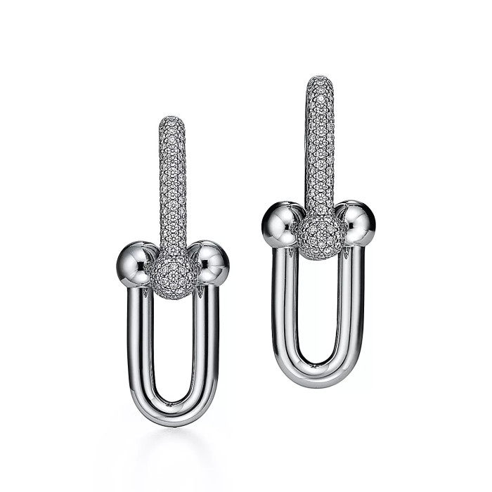 NIGO Tiffany & Co. Hardwear Collection Large Chain Link Earrings with Diamonds Fashionable Luxury Sexy Earrings Jewelry Accessories #nigo75529