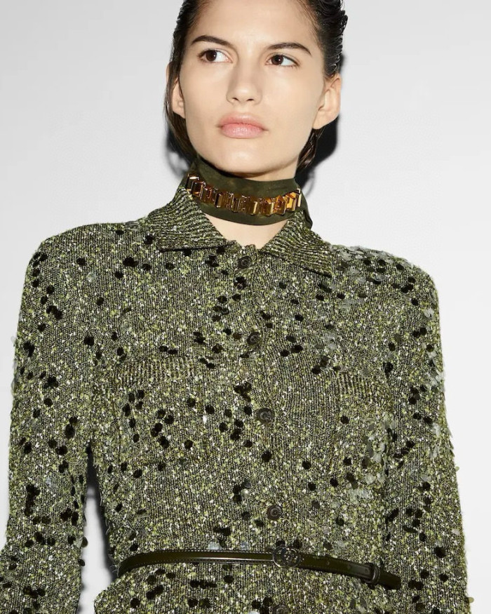 NIGO Gucci Women's Spring And Fall Viscose Fiber Tweed Blend Polo Collar Single Breasted Knit Cardigan Jacket #nigo75547