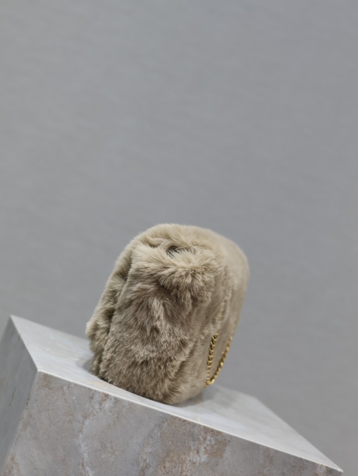 NIGO SAINT LAURENT Kate Women‘s Solid Color Rabbit Fur Flap Chain Shoulder Strap Shoulder Handbag Bag Bags #nigo75552