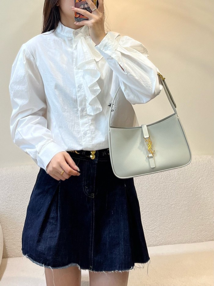 NIGO SAINT LAURENT LE 5 À 7 Women's Adjustable Shoulder Strap Solid Color Smooth Leather Shoulder Handbag Bag Bags #nigo75551