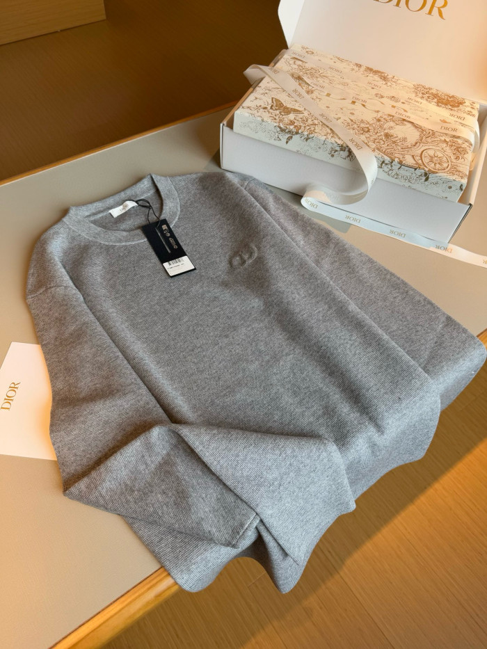 NIGO Dior Men's Spring and Autumn Solid Color Round Neck Cotton Wool Long Sleeve Sweater #nigo75515