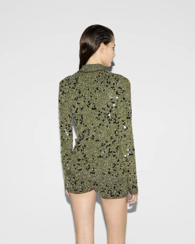 NIGO Gucci Women's Spring And Fall Viscose Fiber Tweed Blend Polo Collar Single Breasted Knit Cardigan Jacket #nigo75547