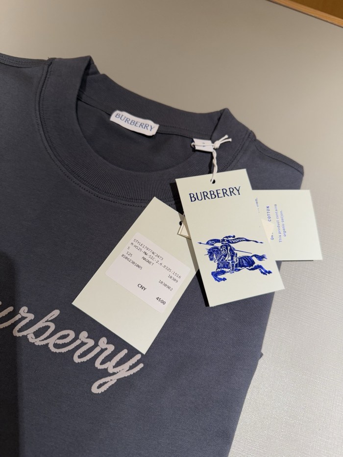 NIGO Burberry Men's Summer Solid Color Letter Print Round Neck Cotton Short Sleeve T-Shirt #nigo75517