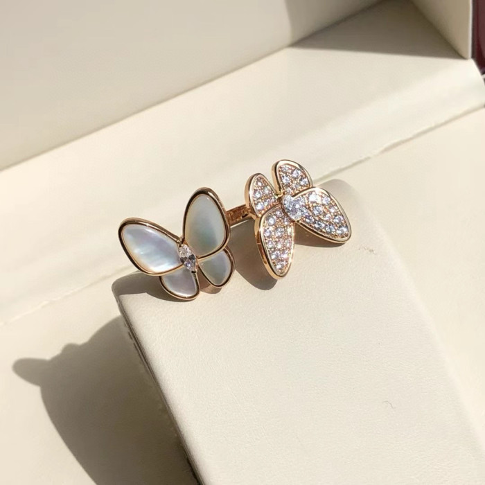 NIGO Van Cleef&Arpels Two Butterfly Women's Rose Gold Butterfly Shape Ring Jewelry  Accessories #nigo75542