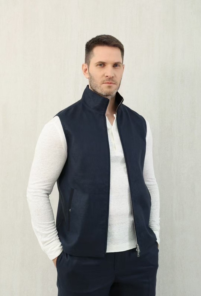 NIGO Ermenegildo Zegna Men's Spring And Autumn Solid Color Standing Collar Zipper Fit Sleeveless Vest Jacket Ngvp #nigo1168