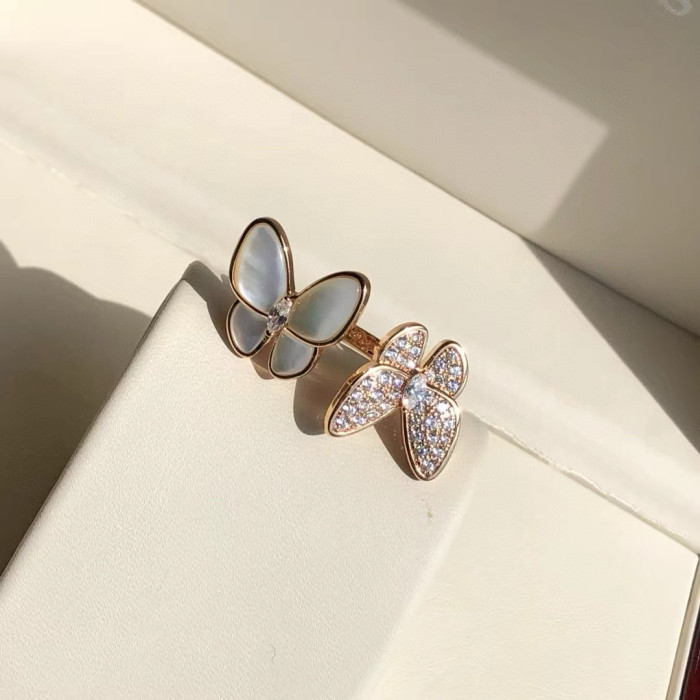 NIGO Van Cleef&Arpels Two Butterfly Women's Rose Gold Butterfly Shape Ring Jewelry  Accessories #nigo75542