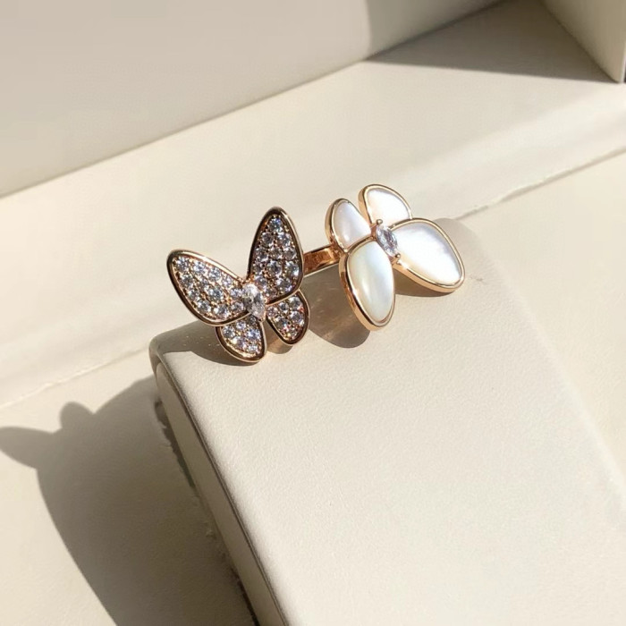 NIGO Van Cleef&Arpels Two Butterfly Women's Rose Gold Butterfly Shape Ring Jewelry  Accessories #nigo75542