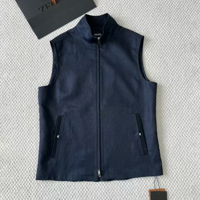 NIGO Ermenegildo Zegna Men's Spring And Autumn Solid Color Standing Collar Zipper Fit Sleeveless Vest Jacket Ngvp #nigo1168