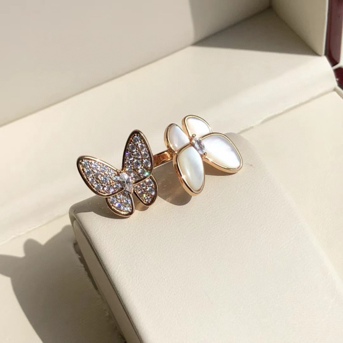 NIGO Van Cleef&Arpels Two Butterfly Women's Rose Gold Butterfly Shape Ring Jewelry  Accessories #nigo75542