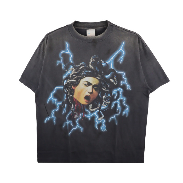 NIGO Saint Michael Men's Summer Graphic Printed Round Neck Cotton Solid Color Straight Pullover Short Sleeve T-Shirt Ngvp #nigo1165