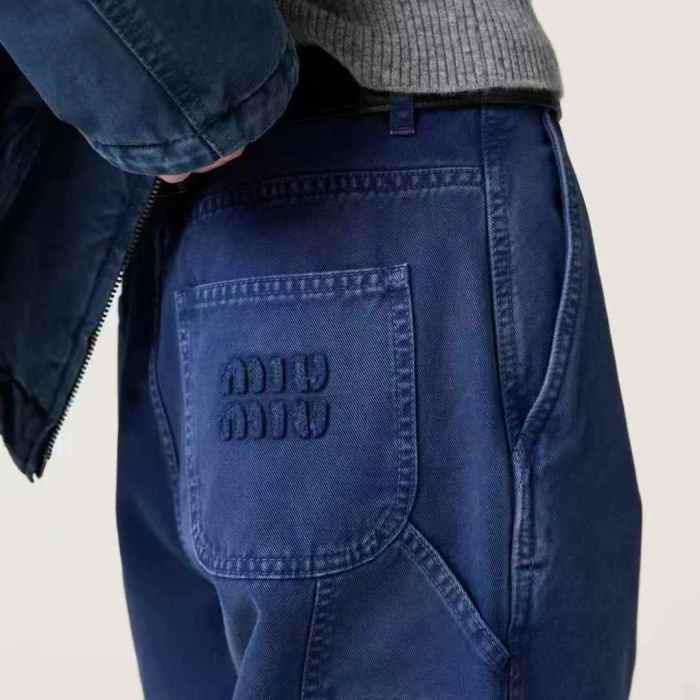 NIGO MiuMiu Women's Spring and Autumn Solid Color Loose Embroidered Logo Jeans Pants #nigo75536