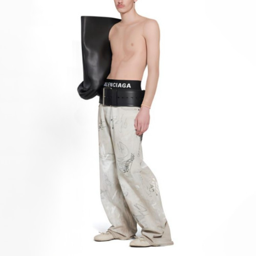 NIGO Balenciaga Men's Spring And Autumn Graffiti Retro Old Workwear Pants White Baggy Jeans High Street Fashion Straight Casual Pants Ngvp #nigo1184