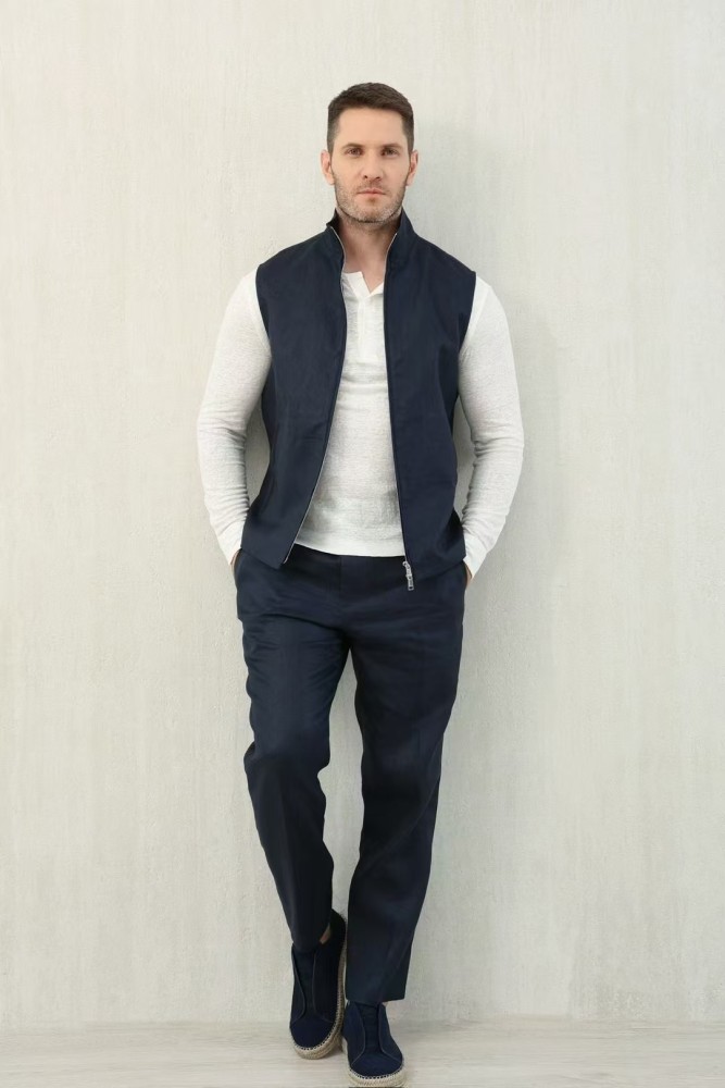 NIGO Ermenegildo Zegna Men's Spring And Autumn Solid Color Standing Collar Zipper Fit Sleeveless Vest Jacket Ngvp #nigo1168