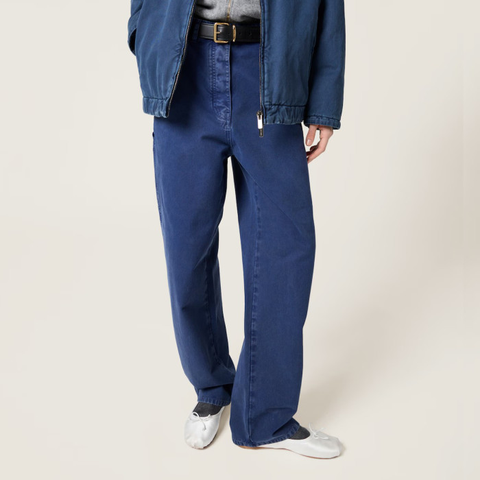 NIGO MiuMiu Women's Spring and Autumn Solid Color Loose Embroidered Logo Jeans Pants #nigo75536