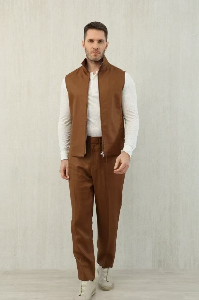 NIGO Ermenegildo Zegna Men's Spring And Autumn Solid Color Standing Collar Zipper Fit Sleeveless Vest Jacket Ngvp #nigo1168