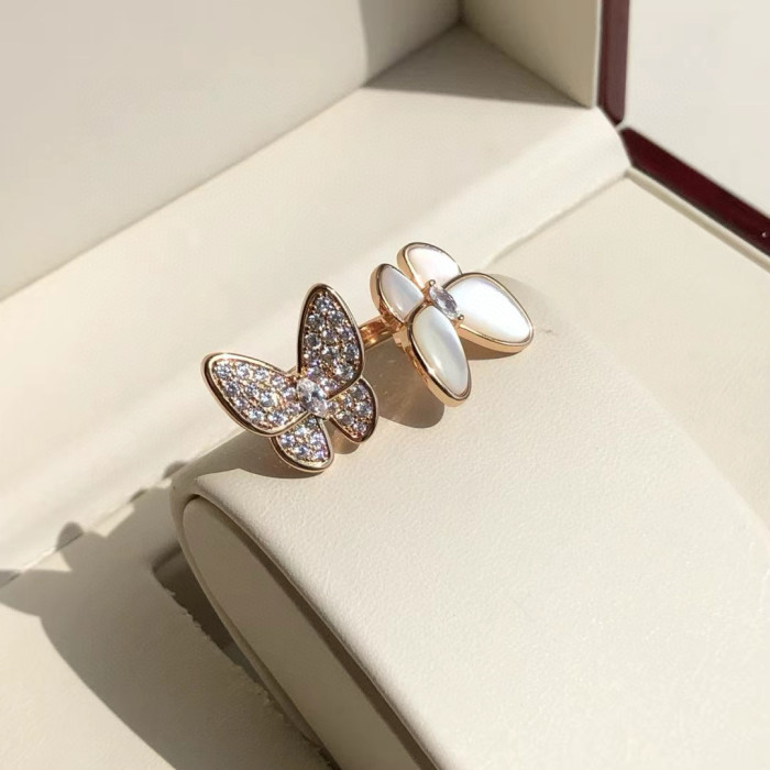 NIGO Van Cleef&Arpels Two Butterfly Women's Rose Gold Butterfly Shape Ring Jewelry  Accessories #nigo75542