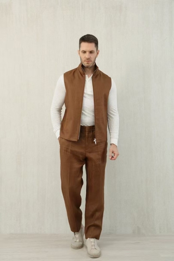 NIGO Ermenegildo Zegna Men's Spring And Autumn Solid Color Standing Collar Zipper Fit Sleeveless Vest Jacket Ngvp #nigo1168
