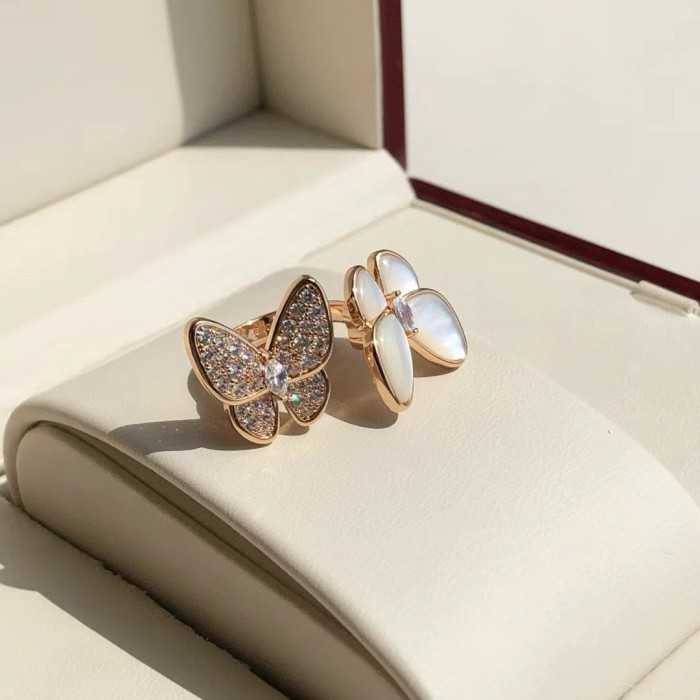 NIGO Van Cleef&Arpels Two Butterfly Women's Rose Gold Butterfly Shape Ring Jewelry  Accessories #nigo75542