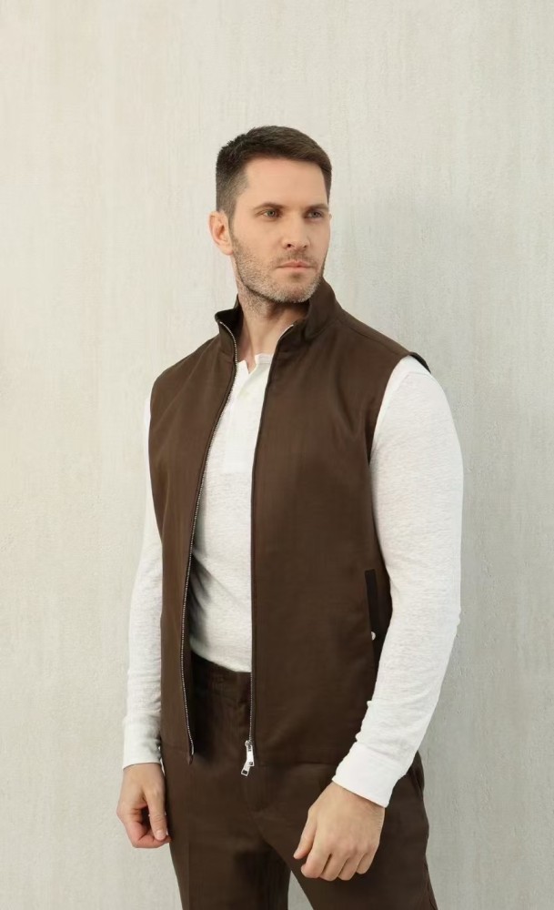 NIGO Ermenegildo Zegna Men's Spring And Autumn Solid Color Standing Collar Zipper Fit Sleeveless Vest Jacket Ngvp #nigo1168