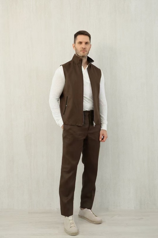 NIGO Ermenegildo Zegna Men's Spring And Autumn Solid Color Standing Collar Zipper Fit Sleeveless Vest Jacket Ngvp #nigo1168
