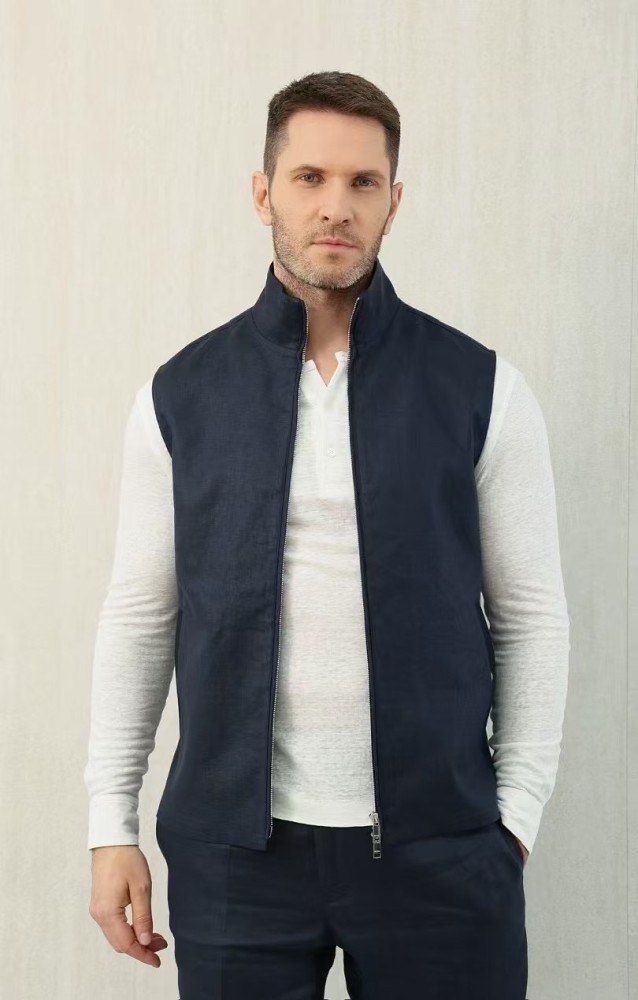 NIGO Ermenegildo Zegna Men's Spring And Autumn Solid Color Standing Collar Zipper Fit Sleeveless Vest Jacket Ngvp #nigo1168