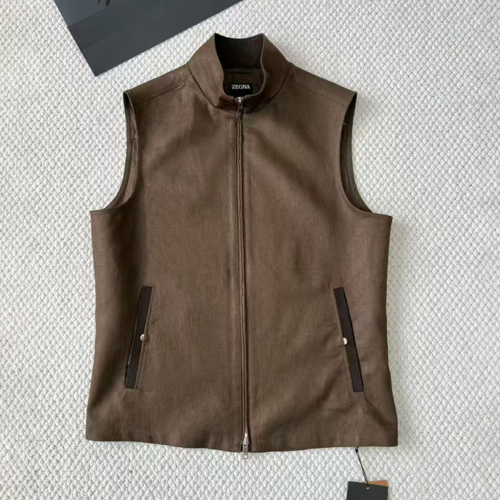 NIGO Ermenegildo Zegna Men's Spring And Autumn Solid Color Standing Collar Zipper Fit Sleeveless Vest Jacket Ngvp #nigo1168