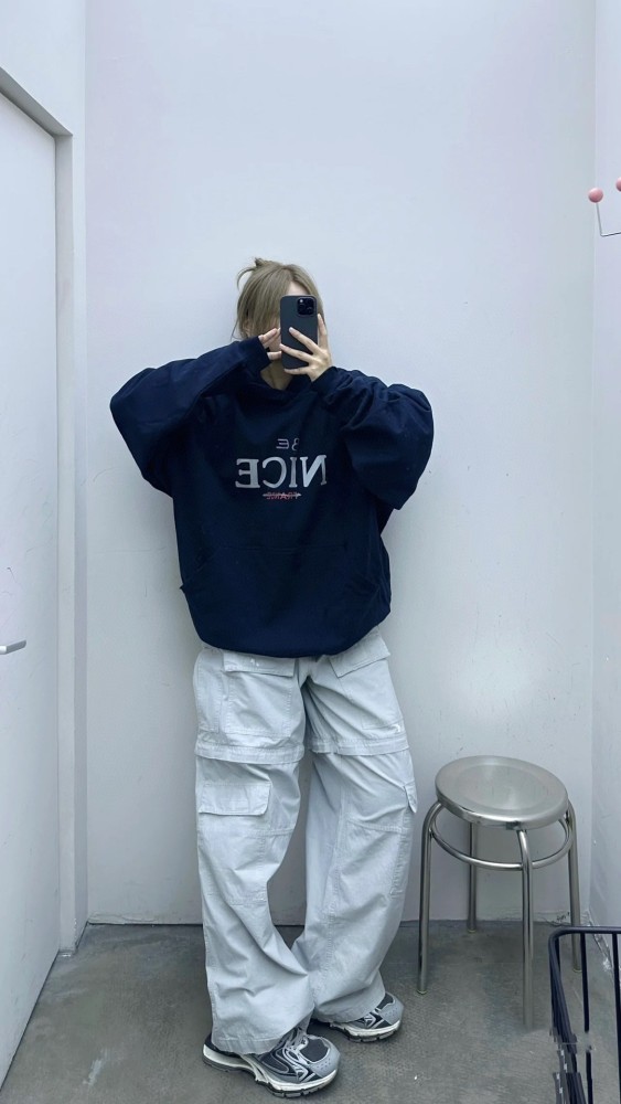 NIGO Balenciaga Men's Distressed Work Pants Solid Color Loose Cotton Straight Leg Pants #nigo71974