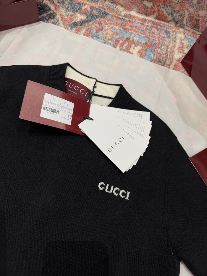 NIGO Gucci Women's Summer Solid Color Appliqued Knit Sweater Back Single Breasted Design Short Sleeve T-Shirt #nigo75551