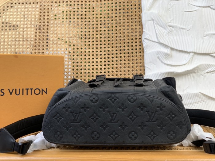 NIGO Louis Vuitton CHRISTOPHER Men's Black Dark Logo Printed Drawstring Flap Closure Cowhide Leather Backpack Shoulder Bag Bags #nigo75563