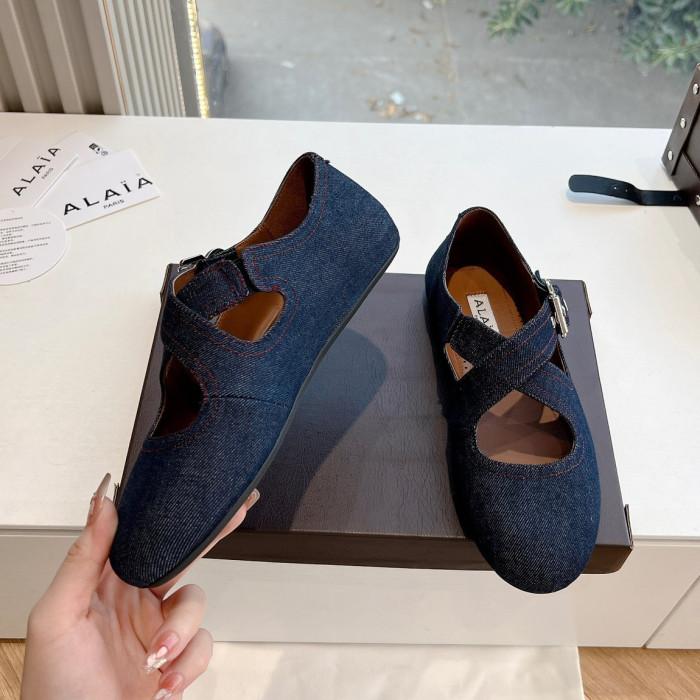 NIGO Alaia Women's Spring And Summer Calfskin Round Head Buckle Casual Flat Ballet Shoes #nigo75564