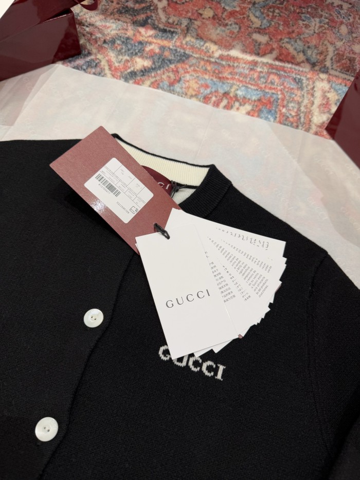 NIGO Gucci Women's Spring And Summer Solid Color Wool Blend Jacquard Single Breasted Long Sleeved Knit Cardigan Jacket #nigo75552