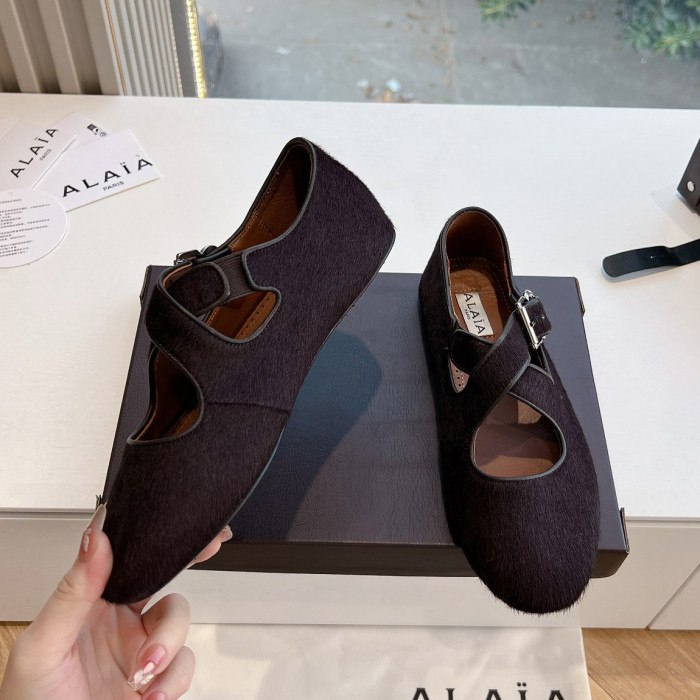 NIGO Alaia Women's Spring And Summer Calfskin Round Head Buckle Casual Flat Ballet Shoes #nigo75564