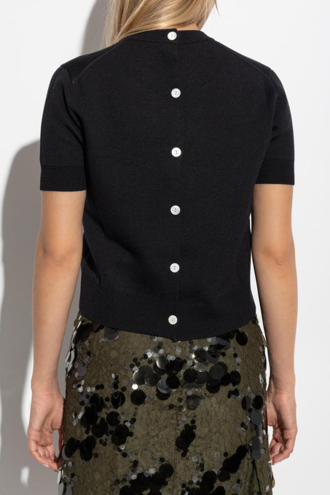 NIGO Gucci Women's Summer Solid Color Appliqued Knit Sweater Back Single Breasted Design Short Sleeve T-Shirt #nigo75551
