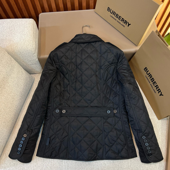 NIGO Burberry Women's Autumn and Winter Solid Color Quilted Design Single Breasted Lapel Long Sleeve Jacket #nigo75565