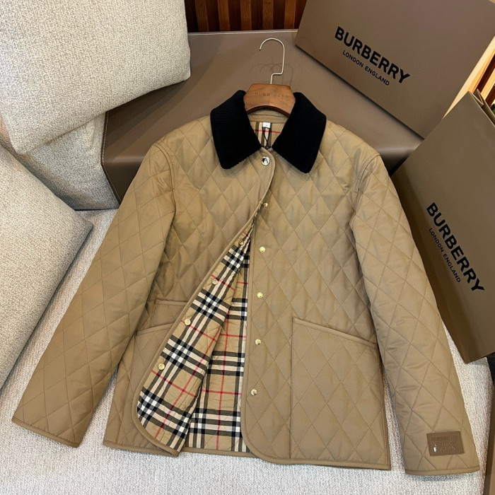 NIGO Burberry Women's Autumn and Winter Solid Color Splicing Lapel Loose Single Breasted Long Sleeve Jacket #nigo75566