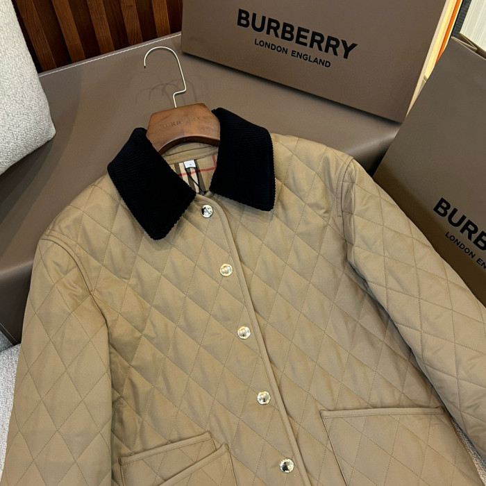 NIGO Burberry Women's Autumn and Winter Solid Color Splicing Lapel Loose Single Breasted Long Sleeve Jacket #nigo75566