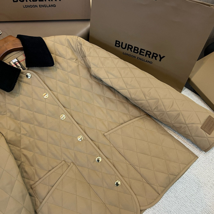 NIGO Burberry Women's Autumn and Winter Solid Color Splicing Lapel Loose Single Breasted Long Sleeve Jacket #nigo75566