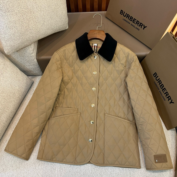 NIGO Burberry Women's Autumn and Winter Solid Color Splicing Lapel Loose Single Breasted Long Sleeve Jacket #nigo75566