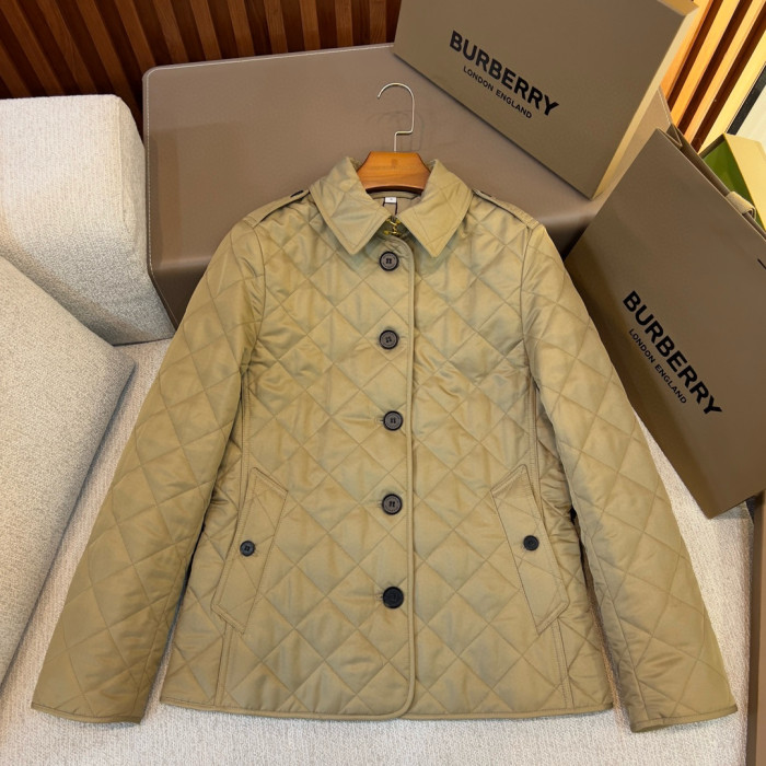NIGO Burberry Women's Autumn and Winter Solid Color Quilted Design Single Breasted Lapel Long Sleeve Jacket #nigo75565