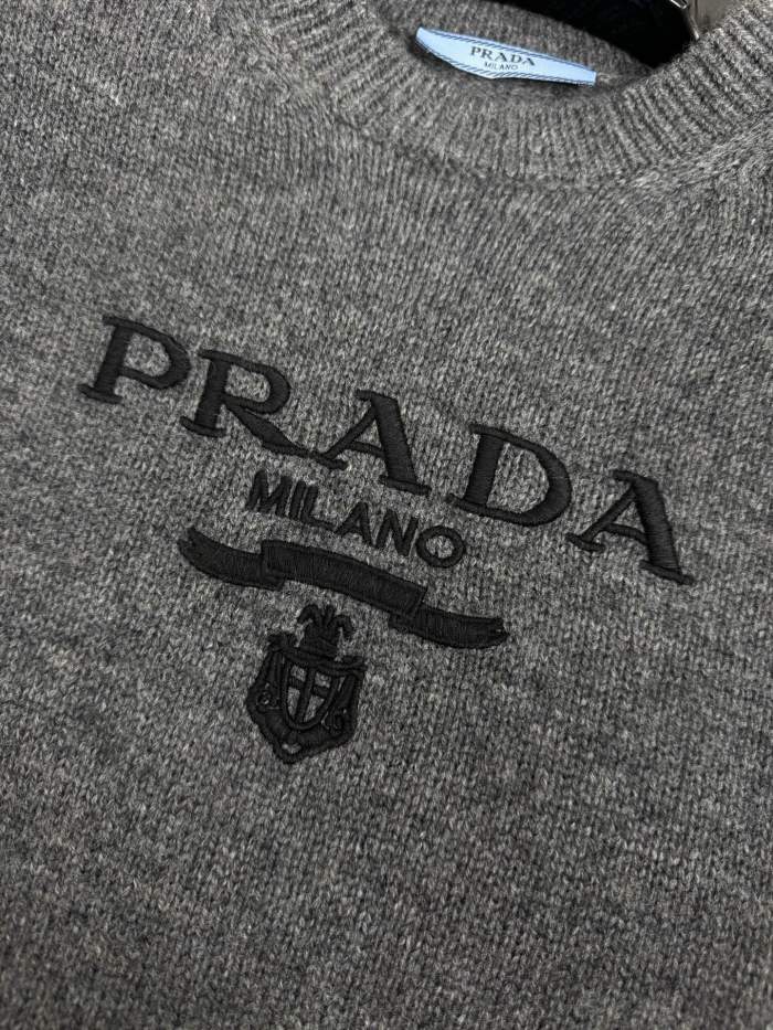 NIGO Prada Women's Summer Solid Color Logo Print Round Neck Wool Knit Short Sleeve Sweater T-Shirt #nigo75581