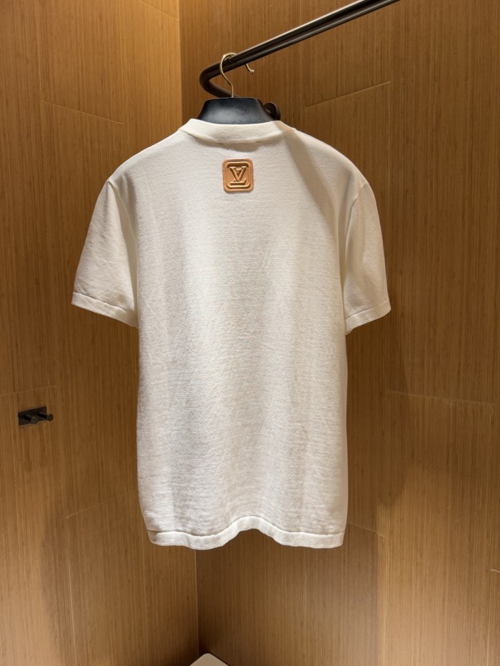 NIGO Louis Vuitton Men's Summer Leather Applique Solid Color Cotton Round Neck Short Sleeve T-Shirt #nigo75636