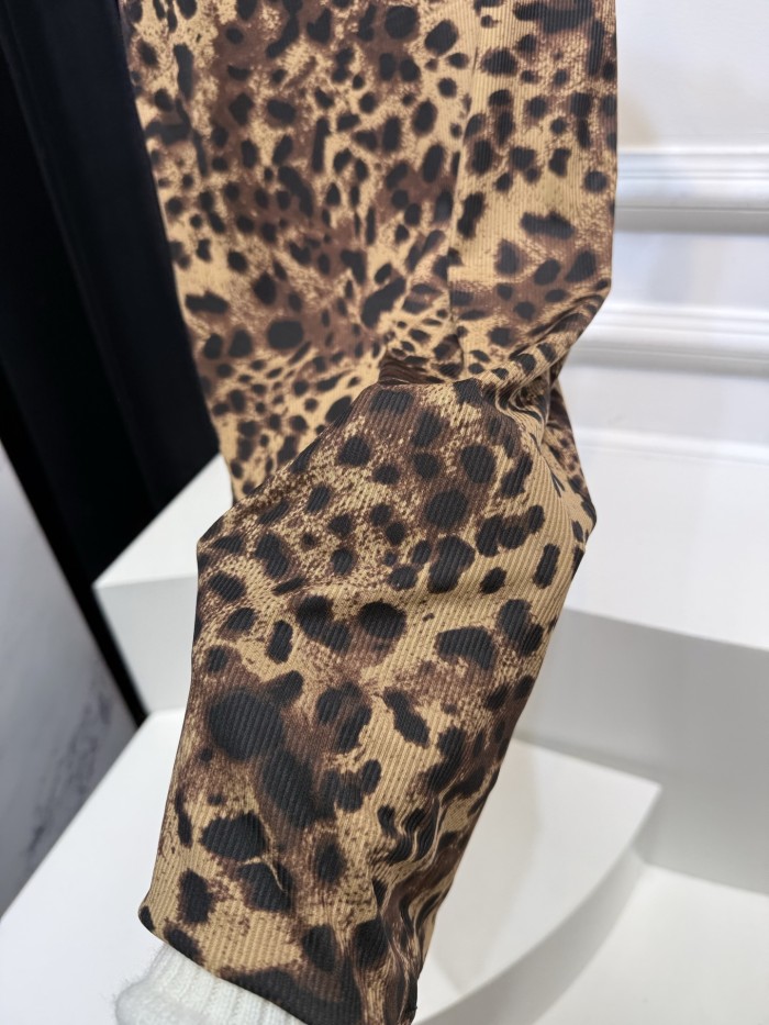NIGO Dolce&Gabbana Women's Summer Ribbed Round Neck Slim Mini Halter Leopard Dresses #nigo75619