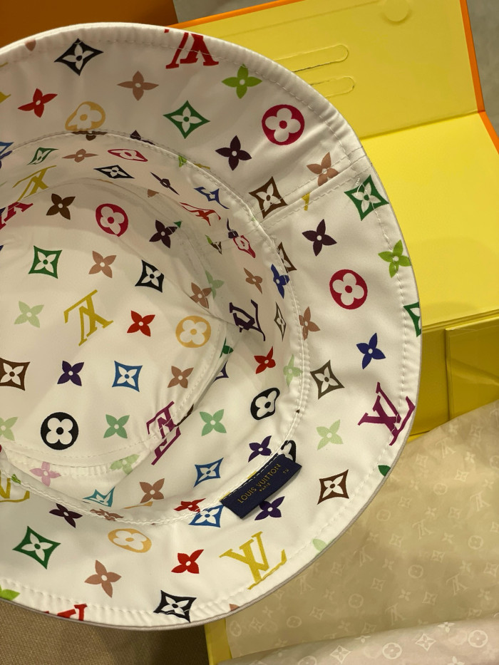 NIGO Louis Vuitton Men's And Women's Colorful Letters Embroidered Printed Cotton Reversible Fisherman's Hat Cap #nigo75642