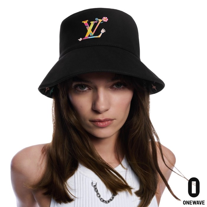 NIGO Louis Vuitton Men's And Women's Colorful Letters Embroidered Printed Cotton Reversible Fisherman's Hat Cap #nigo75642