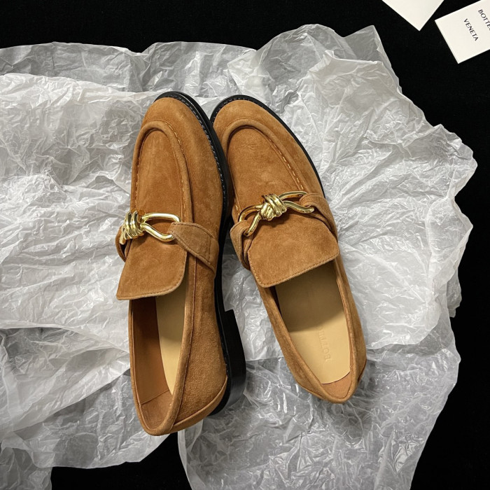 NIGO Bottega Veneta Men's Spring/Summer Solid Color Suede Round Head Over-Toe Loafers Shoes #nigo75651