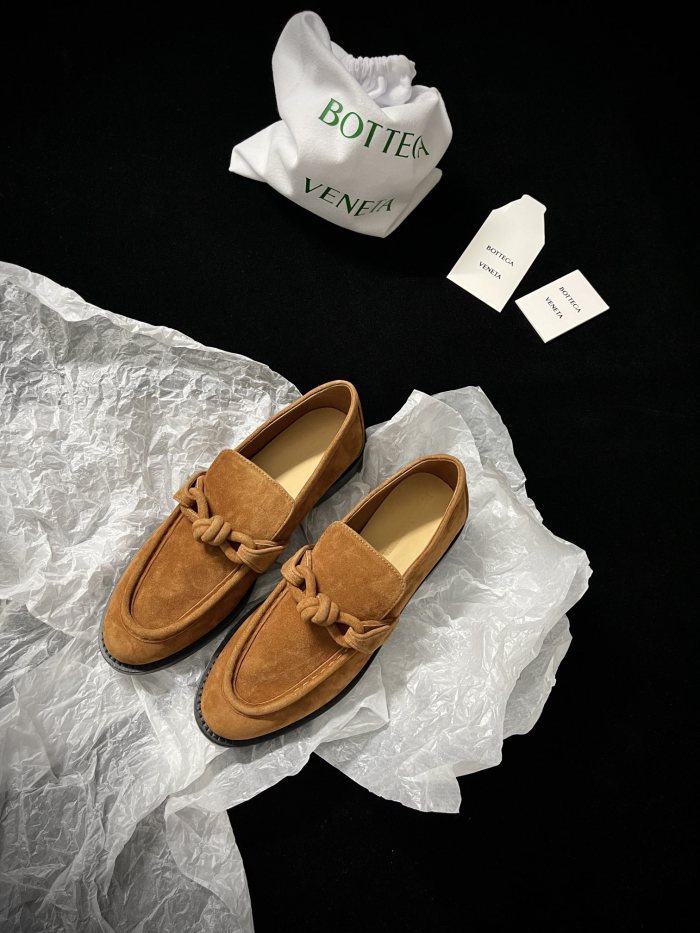NIGO Bottega Veneta Men's Spring/Summer Solid Color Suede Round Head Over-Toe Loafers Shoes #nigo75651