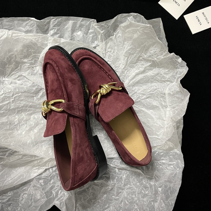 NIGO Bottega Veneta Men's Spring/Summer Solid Color Suede Round Head Over-Toe Loafers Shoes #nigo75651