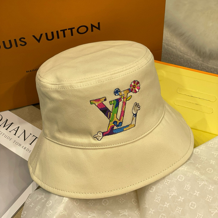 NIGO Louis Vuitton Men's And Women's Colorful Letters Embroidered Printed Cotton Reversible Fisherman's Hat Cap #nigo75642