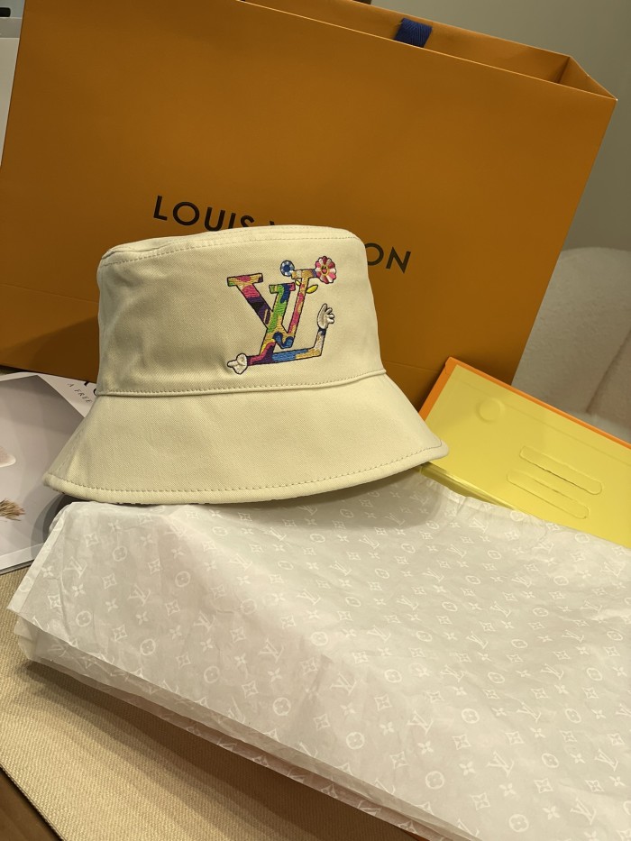 NIGO Louis Vuitton Men's And Women's Colorful Letters Embroidered Printed Cotton Reversible Fisherman's Hat Cap #nigo75642