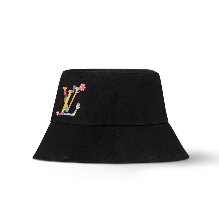 NIGO Louis Vuitton Men's And Women's Colorful Letters Embroidered Printed Cotton Reversible Fisherman's Hat Cap #nigo75642